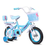 ZGQA-GQA Children's Bicycles 14-inch Girls Bike 3-5-year-old Child Girl Car High-carbon Steel Bicycles, Pink/Purple/Blue Children's bicycle (Color : Blue)