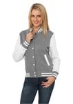 Urban Classics Women's Ladies 2-tone College Sweatjacket Varsity Long Sleeve Sweat Jacket, Multicolored (Gry/Wht), Medium (Manufacturer size: Medium)