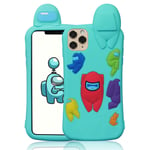 Darrnew Blue Among Case for iPhone 12/12 Pro Cartoon Silicone Cute Fun Cover, 3D Kawaii Unique Girls Boys Women Us Cases, Funny Fashion Cool Character Design Shockproof for iPhone 12/12 Pro 6.1"