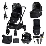 Cosatto Wow XL tandem in Silhouette with board car seat bag footmuff base & pvc