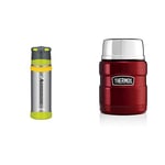 Thermos 170510 Ultimate Flask - Gun Metal (500ml) & 184807 Stainless King Food Flask, Cranberry Red, 0.47 L
