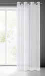 Eurofirany ARGEA Rideau Voilage à Oeillets - 1 pièce. Semi-Transparent Rideau, Draperies, Décorations d'intérieur de Fenêtre de Salon, Chambre, Cuisine, 140x250 cm, Blanc