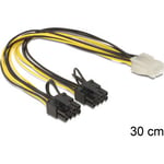 DeLock PCI-E 6-pin hona - 2 x 8-pin hane - adapterkabel, 30cm