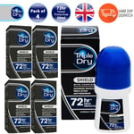 Triple Dry Shield Men Roll On Deodorant Charcoal Lightly Scent Absorb 50ml x 4