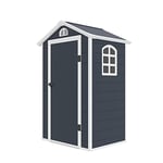 Gardiun Abri de Jardin en Résine New Mara 1,34 m² 134x104x204 cm avec Fenêtre Latérale et Porte 75x173 cm Gris Anthracite