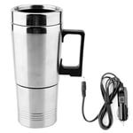 Terisass Electric Kettle 350ML+150ML Stainless Steel Car Electric Heating Mug 12V Drinking Cup Travel Kettle Coffee Tea Thermos Water Heating Cup for Cars with 12V Cigarette Lighter+car kettle,+car w