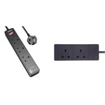 Extension Lead with 4 USB Slots (3.4A, 1 Type C and 3 USB-A Ports),POWSAF Power Strip & PRO ELEC 2 gang 5m black extension lead