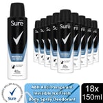 Sure Men 48H Protection Anti-Perspirant Deo Invisible Ice Fresh 150ml, 18 Pack