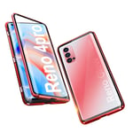 Case for Oppo Reno 4 Pro 5G Magnetic Adsorption Tech Cover 360 Degree Protection Aluminum Frame Tempered Glass Powerful Magnets Shockproof Metal Flip Cover