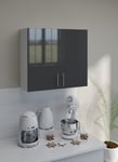 Kitchen Wall Unit 800mm Storage Cabinet With Doors Shelf 80cm Dark Grey Gloss