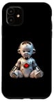 Coque pour iPhone 11 big heart robs bébé robot science-fiction espace futur mars galaxy