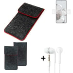 Cover for Xiaomi 12T Pro dark gray red edges Sleeve + earphones