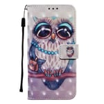 Draamvol Samsung A12 Case for Samsung Galaxy A12 Phone Case Shockproof PU Leather Wallet Flip Magnetic Closure Kickstand Card Slots Cover,Owl