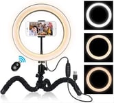 AJH 26cm Dimmable Led Ring Light with Stand and Phone Holder, Camera Photo Video Lighting Kit, Ring Light Live Streaming Photography Studio