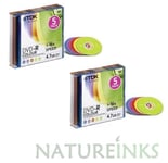 10 TDK DVD-R Colour Blank DVD Discs 16x 4.7GB 120 mins Jewel Coloured Case