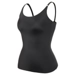 Kvinnor Magkontroll Shapewear Smidig kroppsformande Camisole Linne Slimmande Underkläder Sömlös Kompression Body Shaper Väst Black M