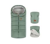 PETITE&MARS - SETTI Vauvan jalkapeite 3in1 JIBOT + käsisuojat rattaille JASIE green