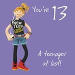 13th Female Birthday Card - Teenager New Teen One Lump Or Two Quality NEW