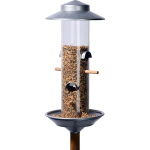 Mangeoire Pour Oiseaux En Bois Massif Dobar Green Label 'Tirol' - 37x37x117 Cm, Avec Support, Silo Intégré
