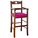 Chaise Haute en Bois Noyer Foncé Avec Siège Simili Cuir Lilas