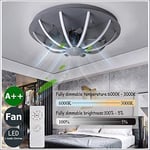 Ceiling Fan With Lamp, Creative Invisible Fan LED Ceiling Lamp Remote Control Dimmable Ultra-quiet Can Timing Fan Chandelier Modern Living Room Bedroom Children's Room Fan Ceiling Lamp