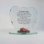 OnlineStreet Special I Love You Lovely Glass Heart Shaped Plaque with Verse Keepsake Valentines Day | Makes a Really Thoughtful Decor for Any Occasion, Birthday, Mothers Day, Wedding, Christmas Etc