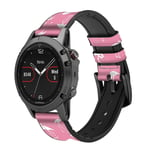 Pink Flamingo Pattern Leather & Silicone Smart Watch Band Strap For Garmin Approach S40, Forerunner 245/245/645/645, Venu Vivoactive Vivomove Size (20mm)