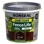 Ronseal 5 Litre Dark Oak One Coat Fence Life Fast Quick Dry Garden Shed Paint