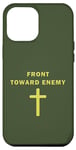 iPhone 15 Plus Front Toward Enemy – Christian Faith Military Cross of Jesus Case