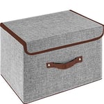 OWill Cube de rangement avec poignées,Boîtes de Rangement avec couvercles,Pliables,pour la maison, le bureau,caisse rangement 25 x 19 x 16 cm (1 pièce, gris)