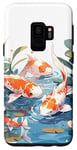 Galaxy S9 four koi fish japanese carp asian goldfish flowers lily pads Case
