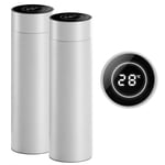 SOGA 2X 500ML Stainless Steel Smart LCD Thermometer Display Bottle Vacuum Flask Thermos White - SmartBottleThermoWHTX2
