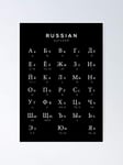 AZSTEEL Russian Alphabet Chart Language Cyrillic Black Poster No Frame Board For Office Decor, Best Gift Family And Your Friends 11.7 * 16.5 Inch