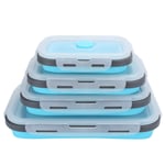 Silicone Food Storage Containers with Lids, Set of 4 Small and Large Collapsible Meal Prep Container Camping Bowl Bento Boxes, Microwave and Freezer Safe, Blue