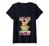 Womens Vintage Coffee Mug Caffeine Chihuahua Coffee Is A Food Group V-Neck T-Shirt