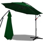 Einfeben - Parasol vert Ø300cm feu tricolore parasol jardin parasol marché parasol manivelle balcon aluminium inclinable - vert