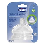 Chicco Tétine Silicone Natural Feeling Flux Variable Bout Droit x 2 4 Mois+