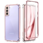 SURITCH Clear Case for Samsung S21【Built in Screen Protector】 360 Full Body Hybrid Protection Hard Shell+ TPU Rubber Rose Gold Bumper Rugged Case with Lens Protector for Samsung Galaxy S21 5G 6.2"