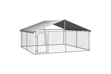 Be Basic Hundgård för utomhusbruk med tak 300x300x150 cm - Silver