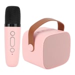 (Pink) Mini Karaoke Machine With Wireless Microphone HD Stereo Sound