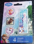 BNIP New Disney Frozen Pack of 4 Shaped Erasers - Anna Sven Olaf Elsa