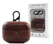 Airpods PRO Fodral i Äkta Läder Brun med Karbinhake