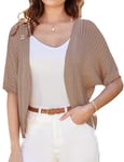 GRACE KARIN Bolero Femme Ouvert Elegant Gilet Court Femme Ete Léger de Mariée Manche Courte Abricot M