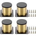 (Guld) Set med 4 st 5 cm rostfria möbelben - för stolar, bord, skåp, skrivbord, soffor, möbler - med skruvar - Lätt att montera - Runda