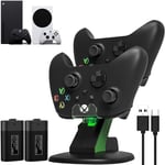 Xbox Series X/S Controller Dual Charger Kit, Joso 2 Pack 2560mah Rechargeable Battery Pack, Docking Station Charging Station Charger Kit, With Led Charging Indicator, Charging Cable, (Black)