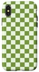 Coque pour iPhone X/XS Carreaux à damier vert olive et blanc classique