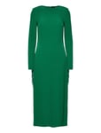 Fringe Midi Dress Knälång Klänning Green ROTATE Birger Christensen