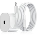iPhone snabbladdare USB-C 20W - inkl. 2 m + 1 m kablar charger