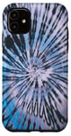 Coque pour iPhone 11 Motif tie-dye spirale cool Boho bleu gris tourbillon tie-dye