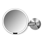Simplehuman makeup spejl med lys, sensor, Ø23 cm, børstet rustfrit stål
